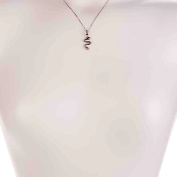 NWT ADORNIA FINE Coil Snake Silver Diamond Pendant Necklace - 0.20 ctw - Picture 2 of 6